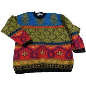 VTG Fenn Wright and Manson Sweater Womens L Mohair Fuzzy Pullover Eclectic Ski